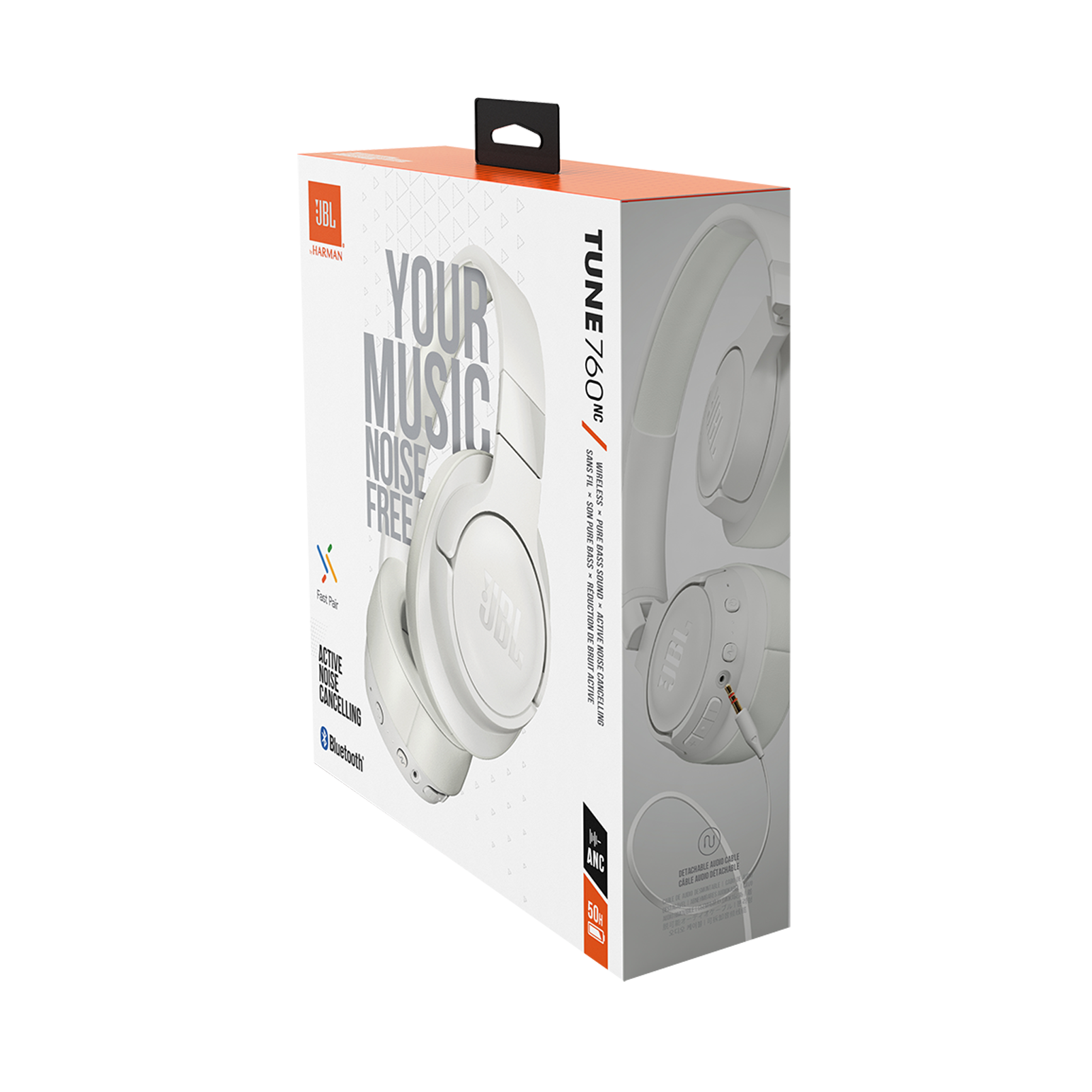 JBL Tune 760NC - White - Wireless Over-Ear NC Headphones - Detailshot 10